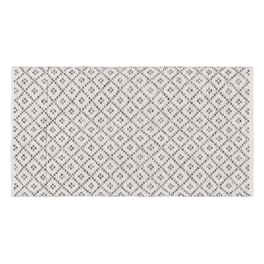 ALFOMBRA GRIS-BLANCO POLIESTER-ALGODÓN 80 X 150 CM