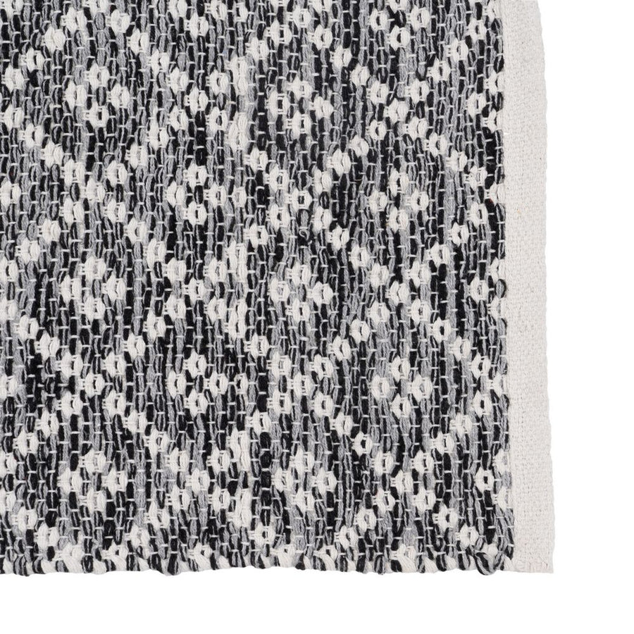 ALFOMBRA GRIS-BLANCO POLIESTER-ALGODÓN 80 X 150 CM