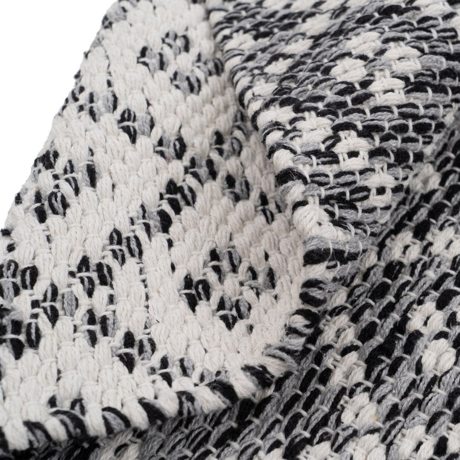 ALFOMBRA GRIS-BLANCO POLIESTER-ALGODÓN 80 X 150 CM
