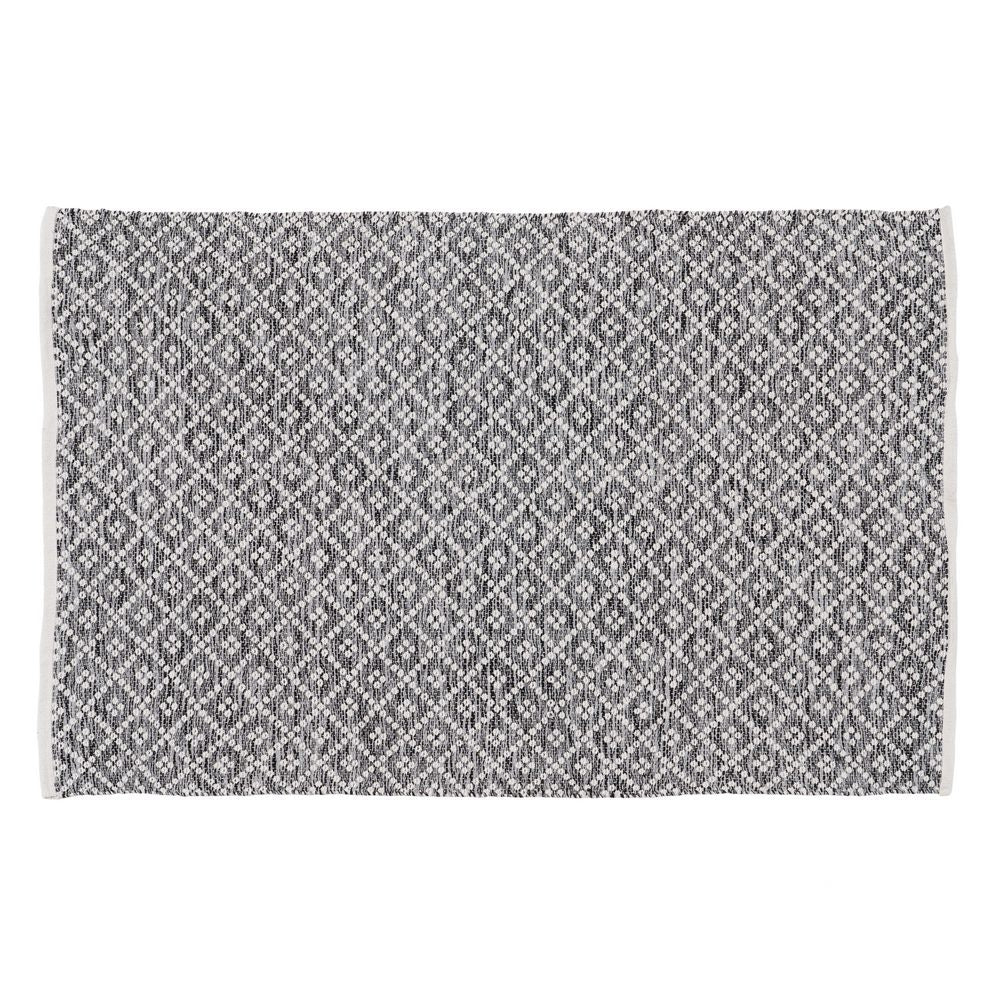 ALFOMBRA GRIS-BLANCO POLIESTER-ALGODÓN 120 X 180 CM