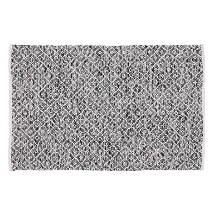 ALFOMBRA GRIS-BLANCO POLIESTER-ALGODÓN 120 X 180 CM