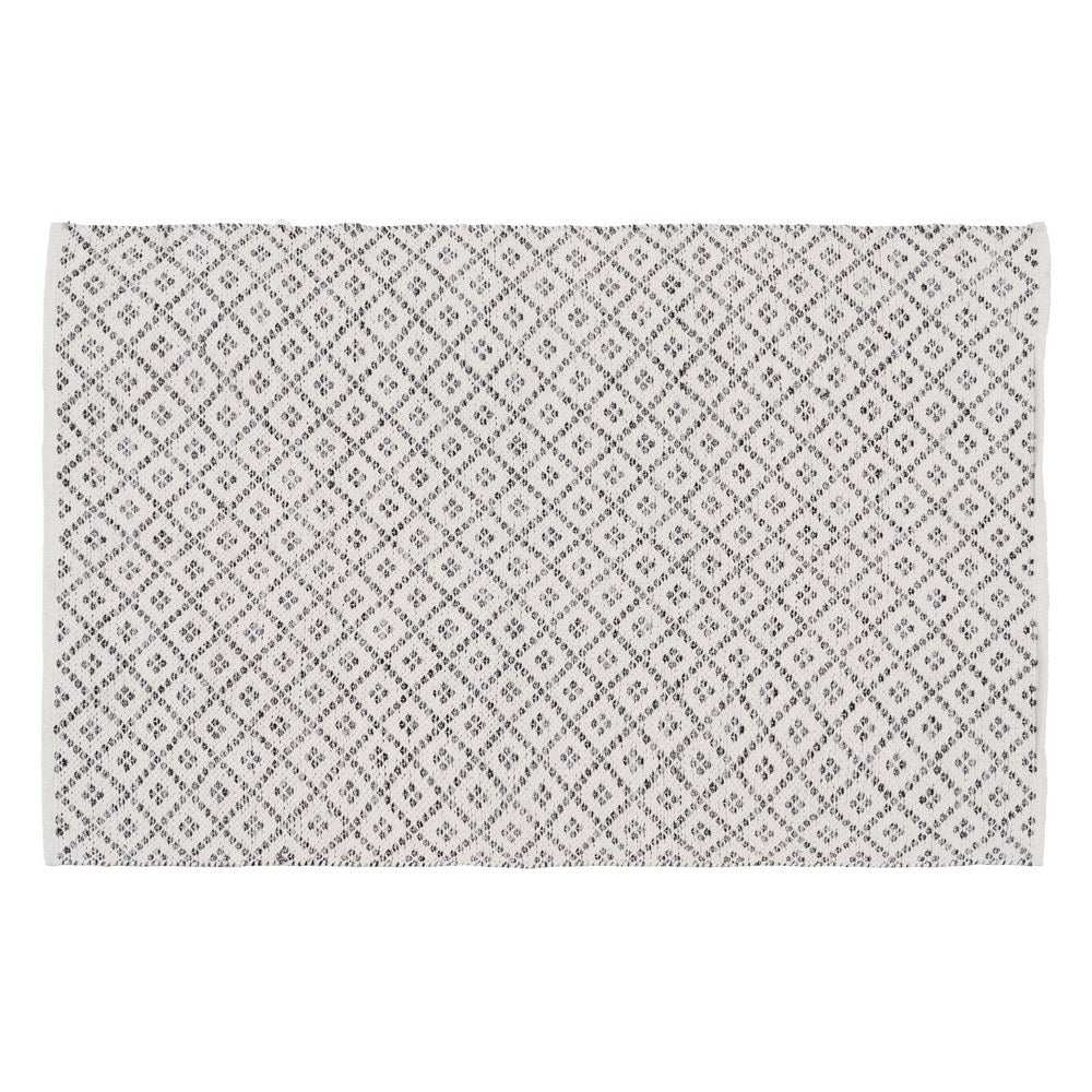 ALFOMBRA GRIS-BLANCO POLIESTER-ALGODÓN 120 X 180 CM