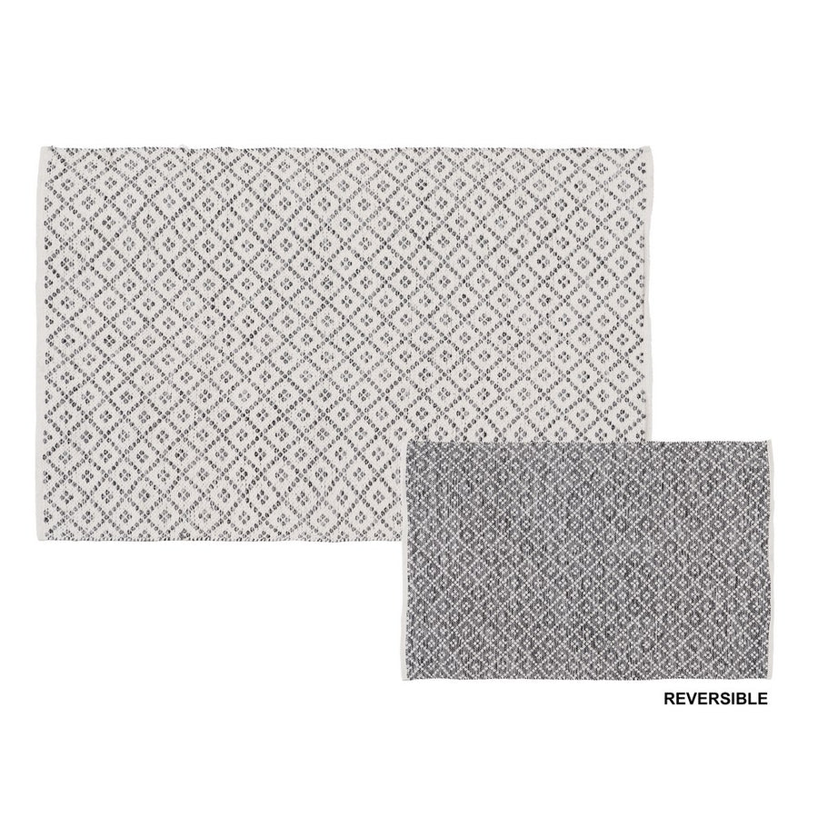 ALFOMBRA GRIS-BLANCO POLIESTER-ALGODÓN 120 X 180 CM
