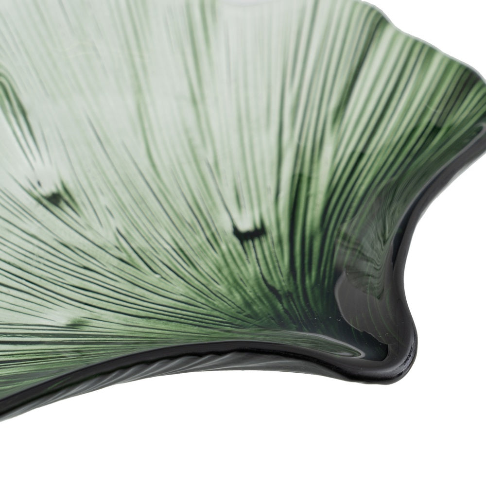 BANDEJA CONCHA VERDE CRISTAL DECORACIÓN 17 X 16 CM