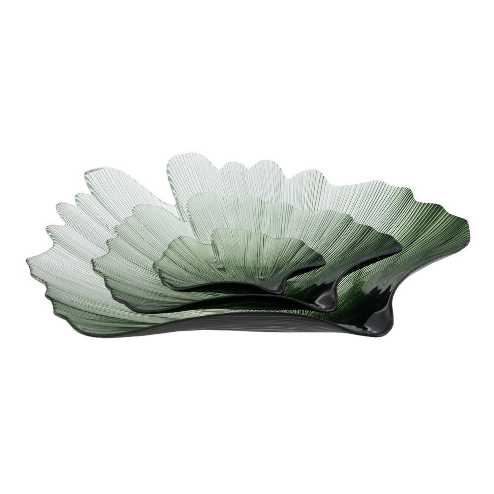 BANDEJA CONCHA VERDE CRISTAL DECORACI�N 33 X 31 CM
