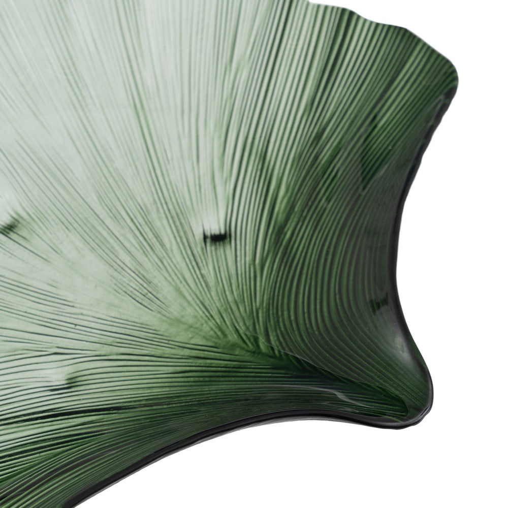 BANDEJA CONCHA VERDE CRISTAL DECORACIÓN 33 X 31 CM
