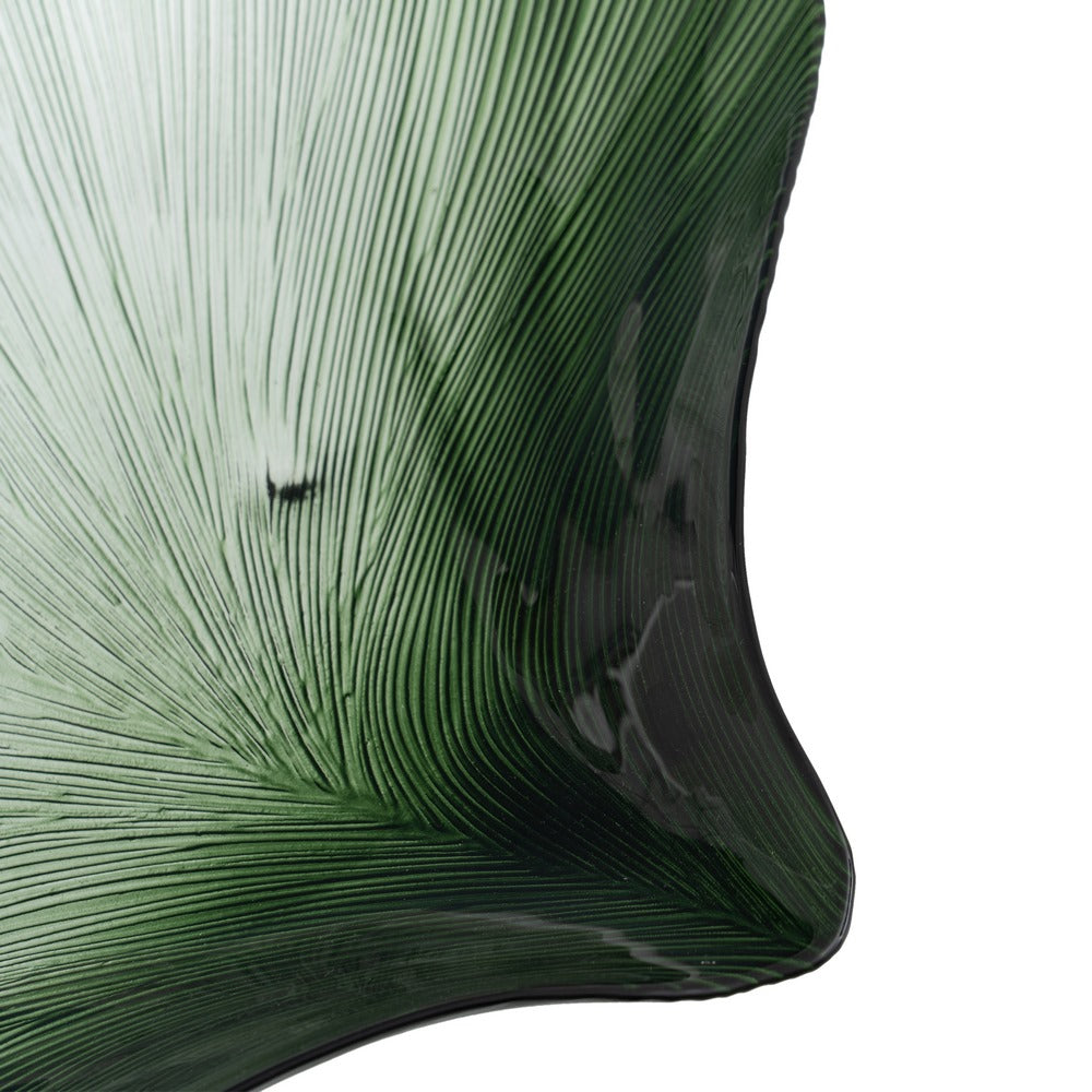 BANDEJA CONCHA VERDE CRISTAL DECORACIÓN 48 CM