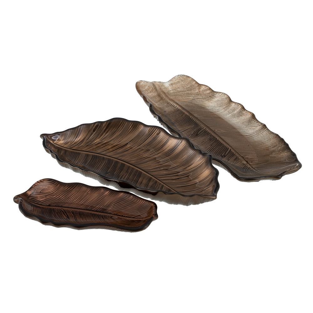 BANDEJA HOJA MARRÓN CRISTAL DECORACIÓN 21 CM