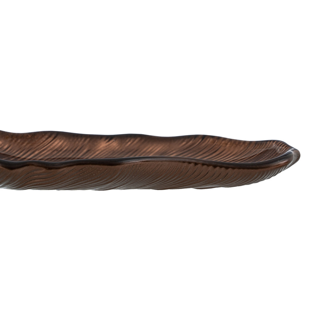 BANDEJA HOJA MARRÓN CRISTAL DECORACIÓN 21 CM