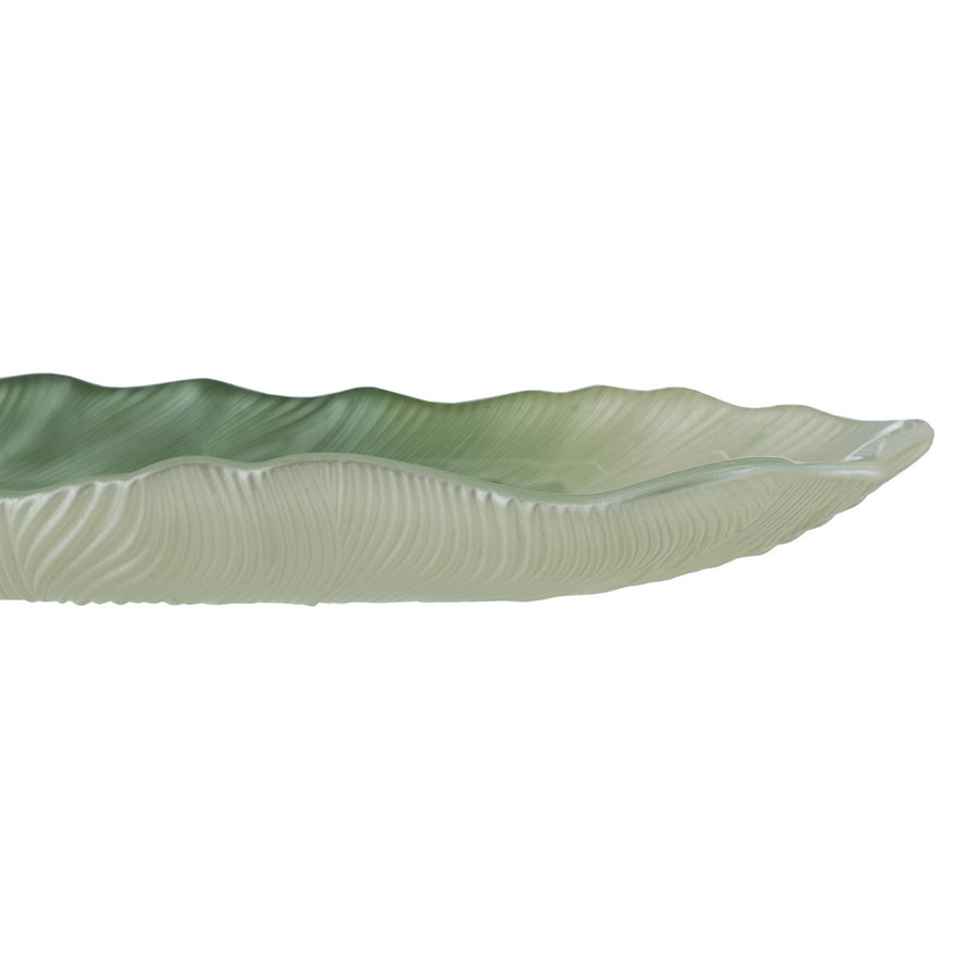 BANDEJA HOJA VERDE CRISTAL DECORACIÓN 40 CM