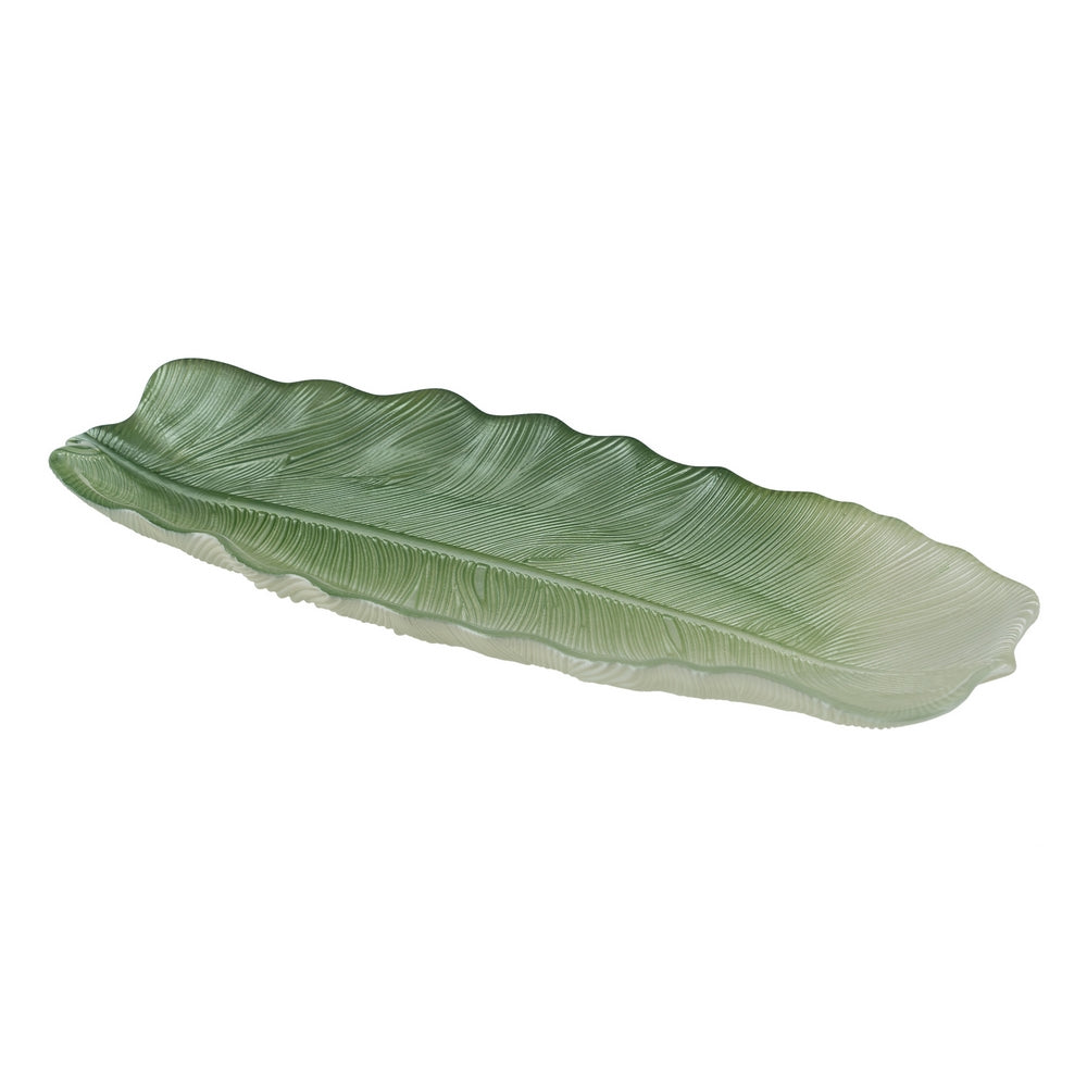 BANDEJA HOJA VERDE CRISTAL DECORACI�N 40 CM