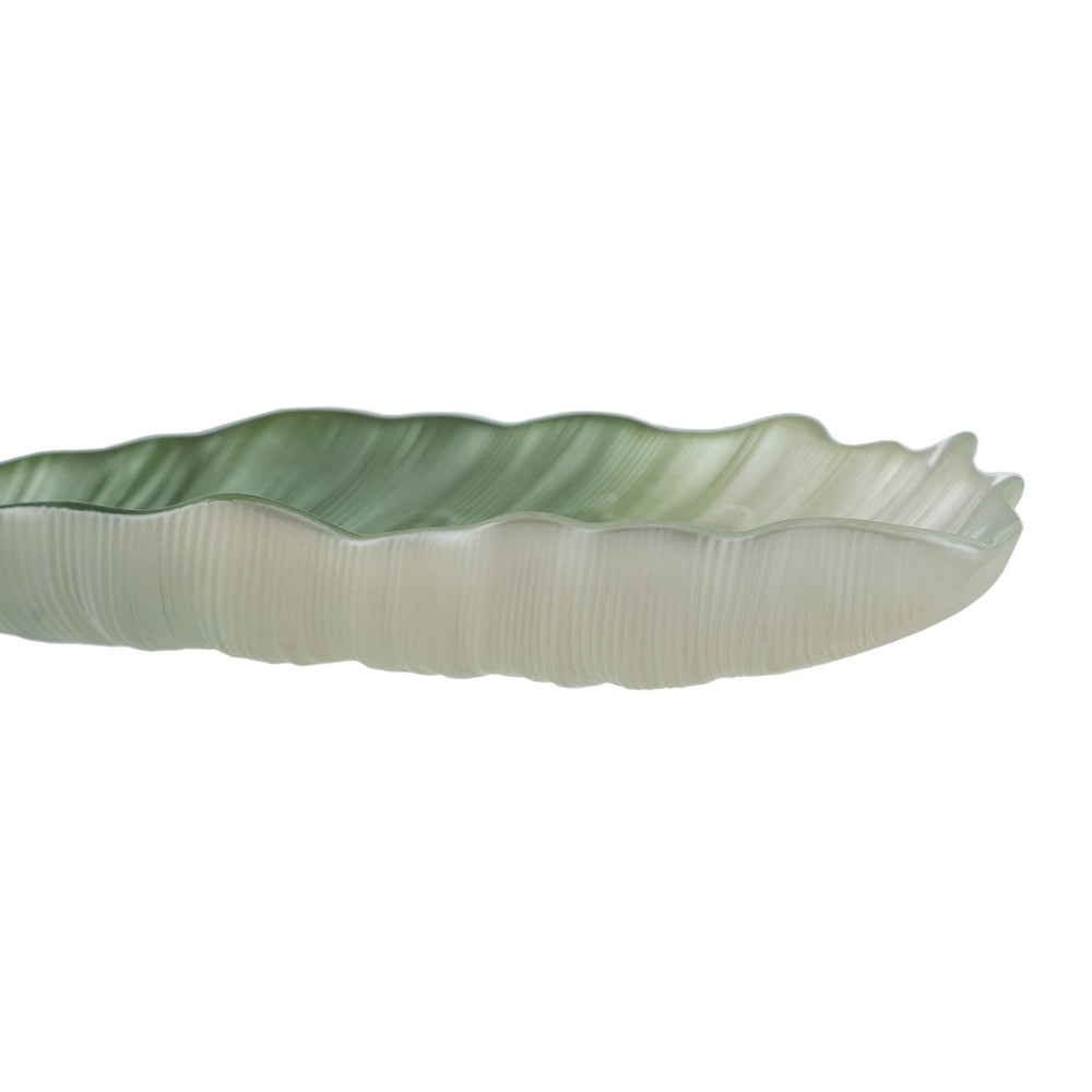 BANDEJA HOJA VERDE CRISTAL DECORACIÓN 31 X 18 CM