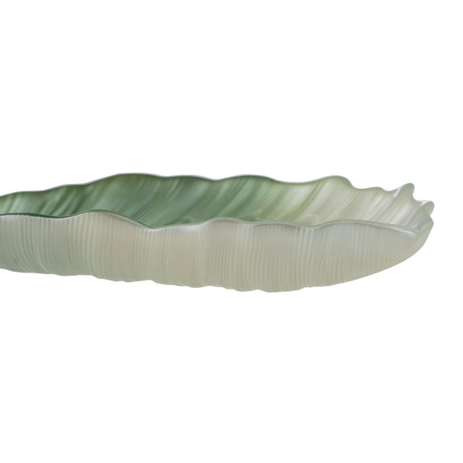 BANDEJA HOJA VERDE CRISTAL DECORACIÓN 31 X 18 CM