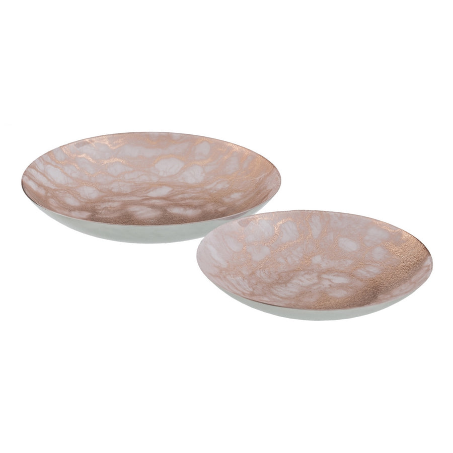 CENTRO MESA BANDEJA COBRE ROSADO CRISTAL 32 X 32 CM