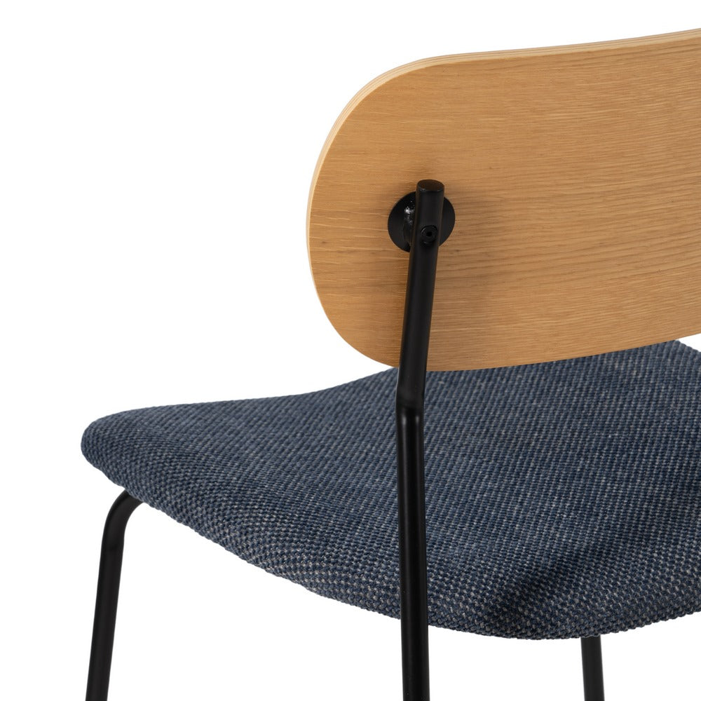 CHAIR NATURAL-BLUE FABRIC-METAL LIVING ROOM 49 X 53 X 80 CM