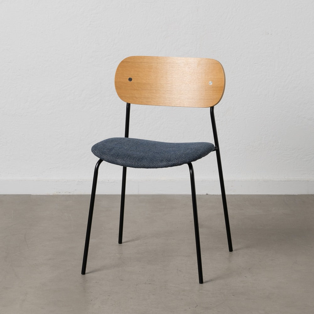 SILLA NATURAL-AZUL TEJIDO-METAL SAL�N 49 X 53 X 80 CM