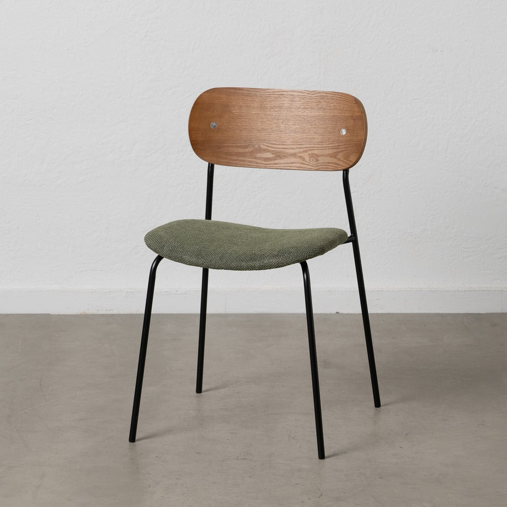 SILLA MARR�N-VERDE TEJIDO-METAL SAL�N 49 X 53 X 80 CM