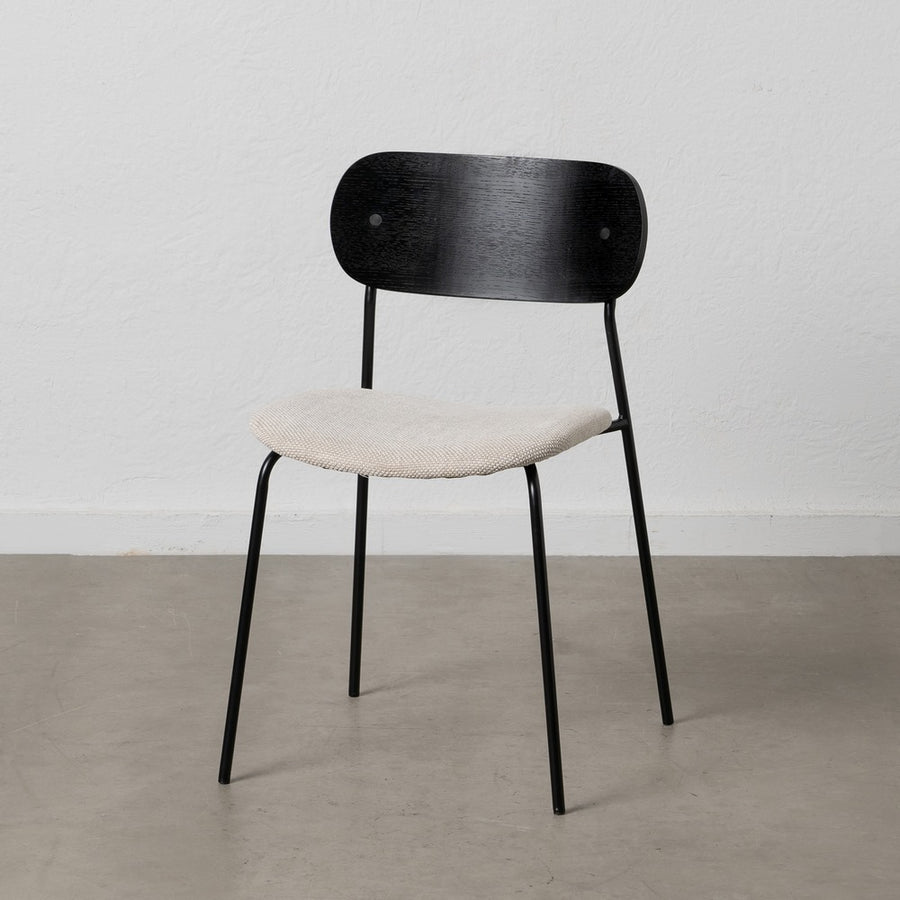 SILLA NEGRO-BLANCO TEJIDO-METAL SALÓN 49 X 53 X 80 CM