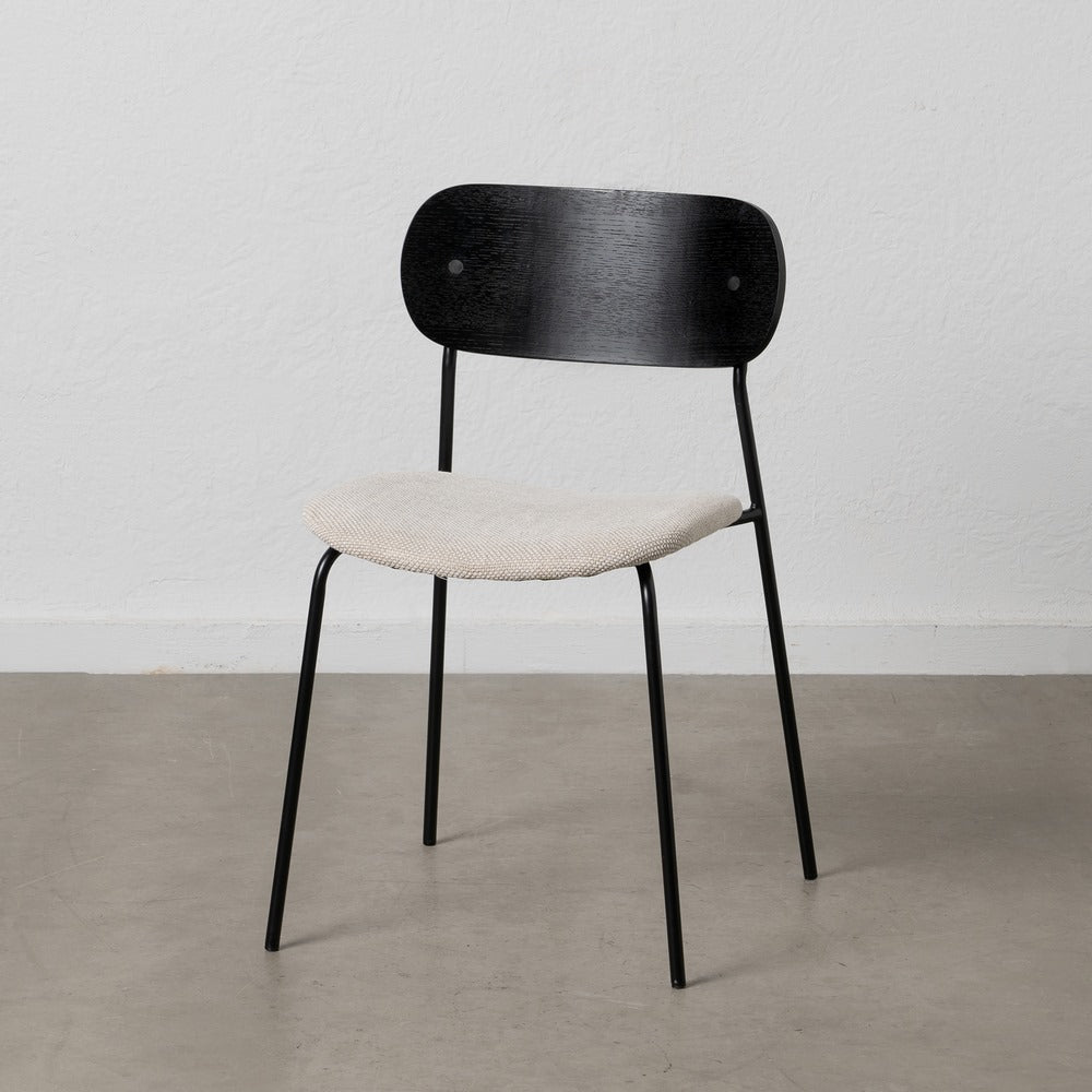SILLA NEGRO-BLANCO TEJIDO-METAL SALÓN 49 X 53 X 80 CM