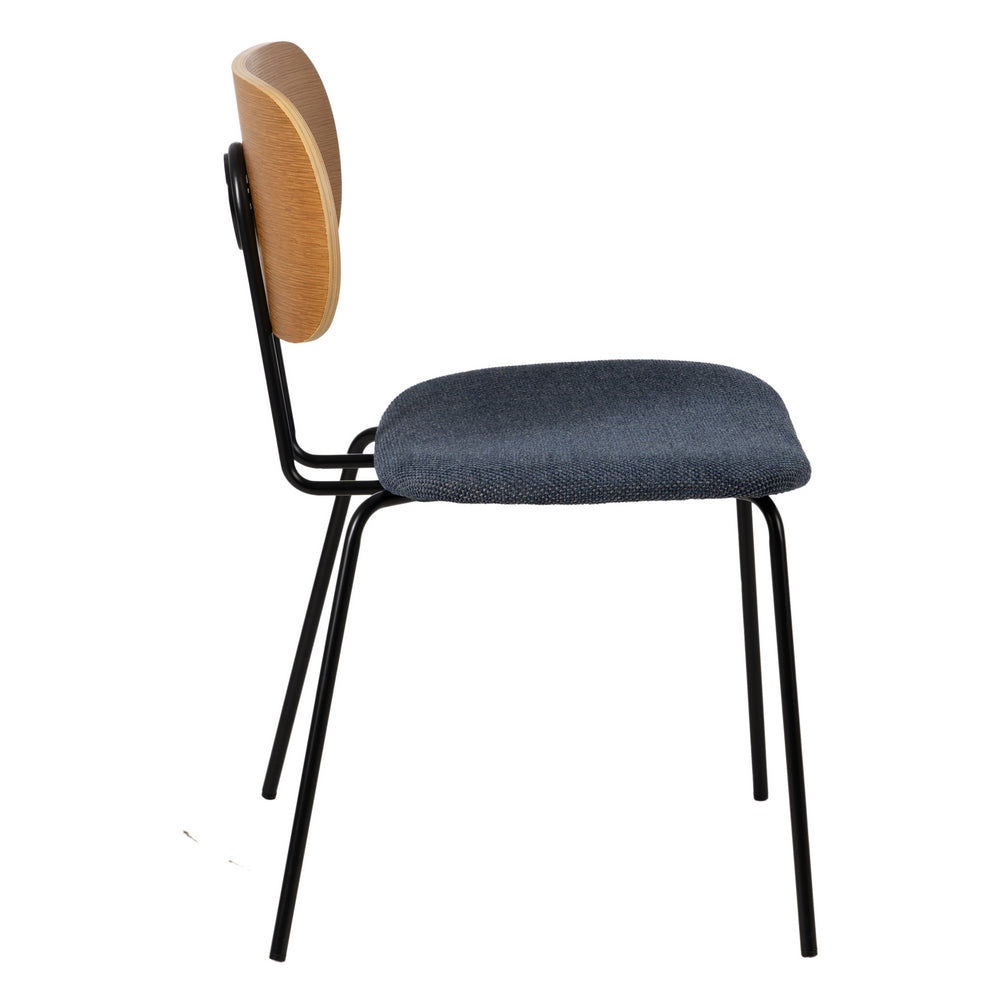 SILLA NATURAL-AZUL TEJIDO-METAL SALÓN 48 X 55 X 82,50 CM