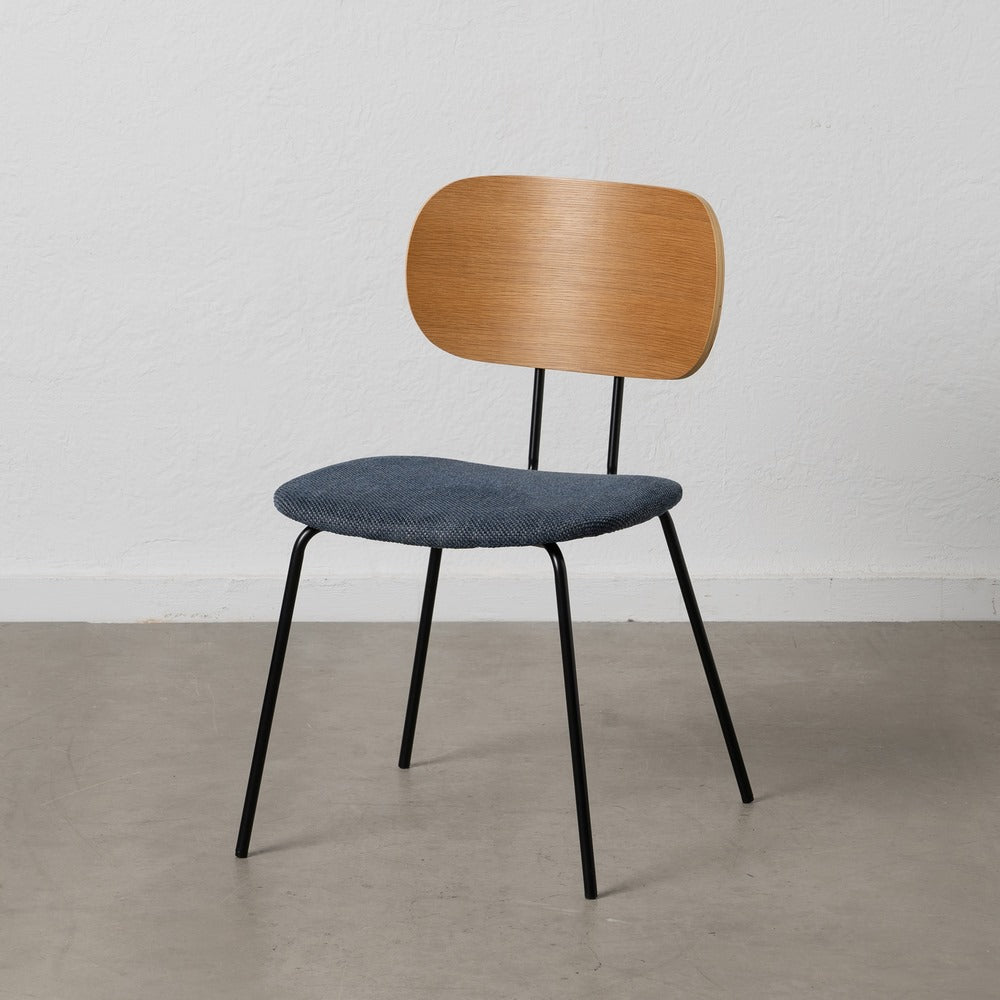 SILLA NATURAL-AZUL TEJIDO-METAL SALÓN 48 X 55 X 82,50 CM