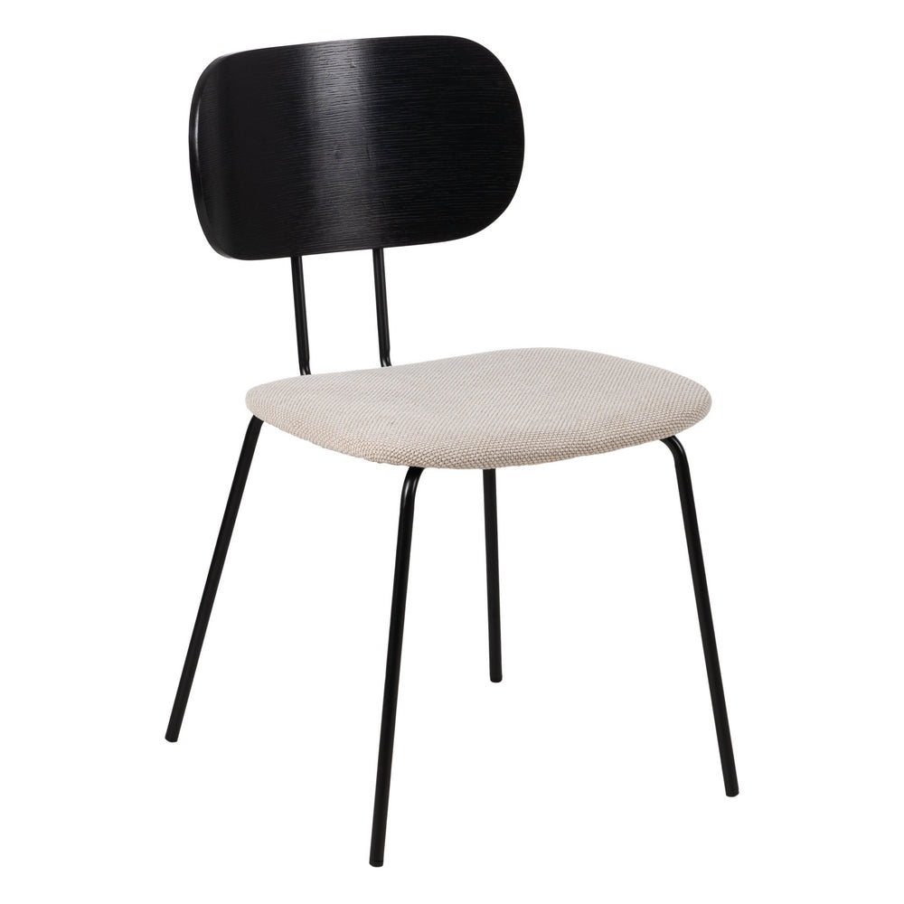SILLA NEGRO-BLANCO TEJIDO-METAL SALÓN 48 X 55 X 82,50 CM
