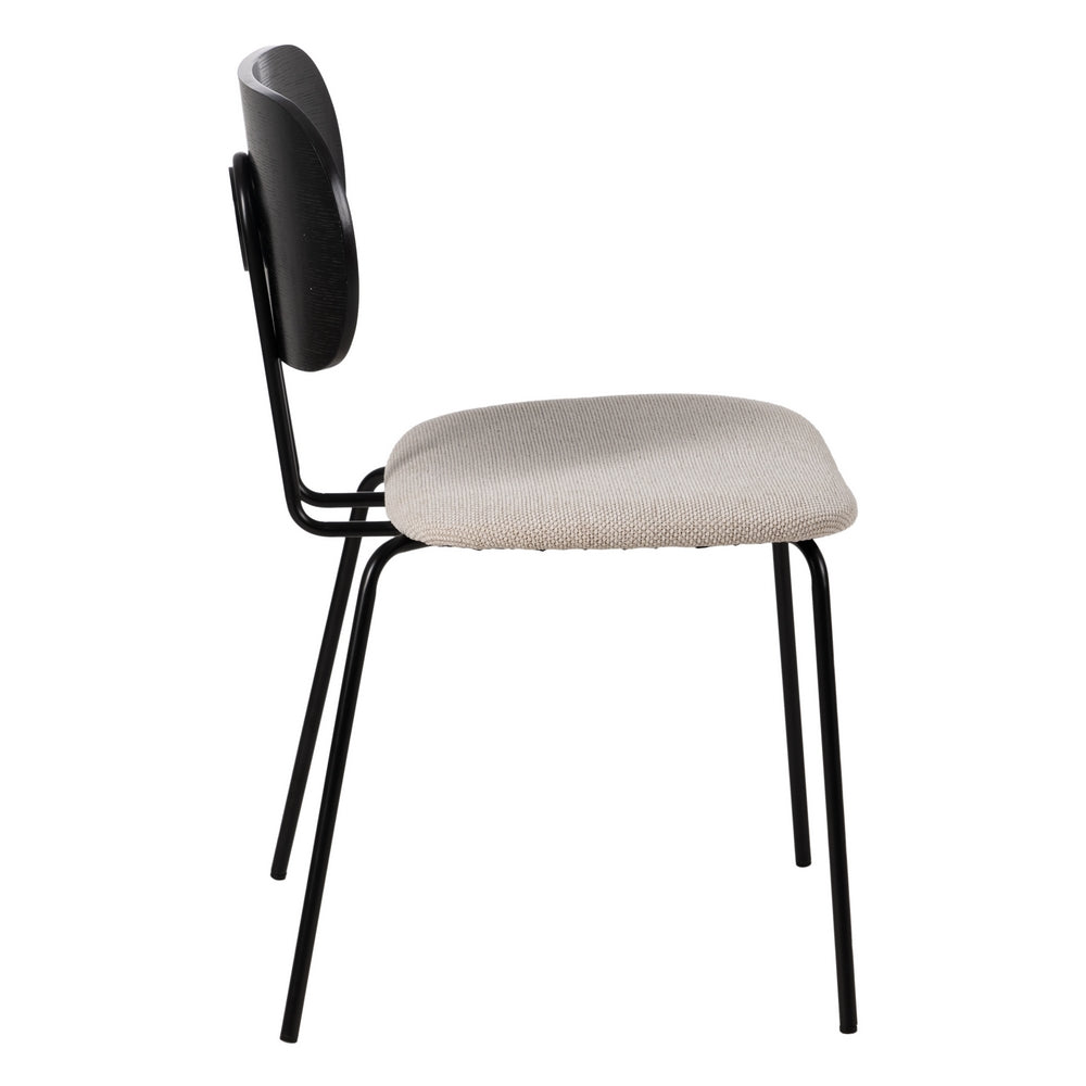 SILLA NEGRO-BLANCO TEJIDO-METAL SALÓN 48 X 55 X 82,50 CM