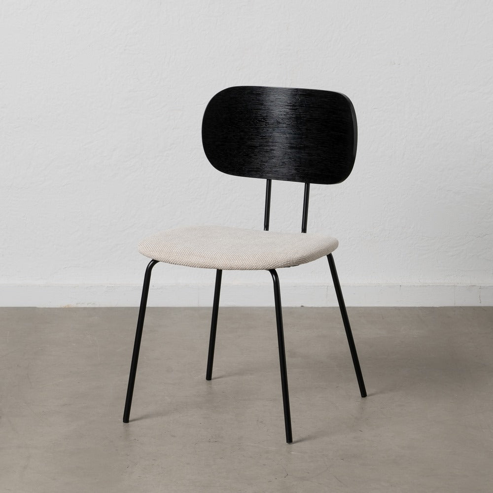 SILLA NEGRO-BLANCO TEJIDO-METAL SAL�N 48 X 55 X 82,50 CM