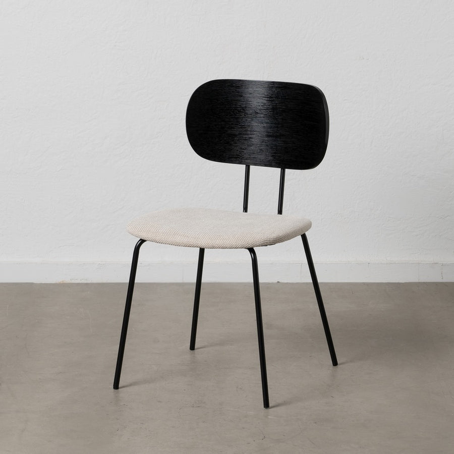 SILLA NEGRO-BLANCO TEJIDO-METAL SALÓN 48 X 55 X 82,50 CM