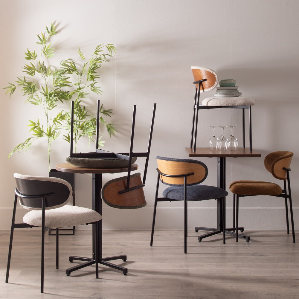 SILLA NEGRO-BLANCO TEJIDO-METAL SALÓN 50 X 54 X 73,50 CM