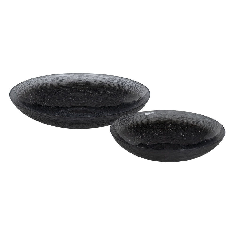 BLACK GLASS CENTERPIECE DECORATION 30 X 30 X 6.50 CM