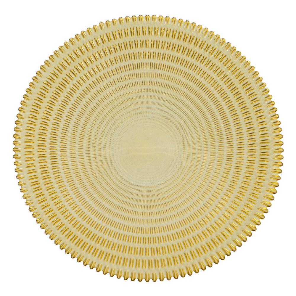 YELLOW GLASS DECORATIVE CENTERPIECE 40 X 40 X 7 CM