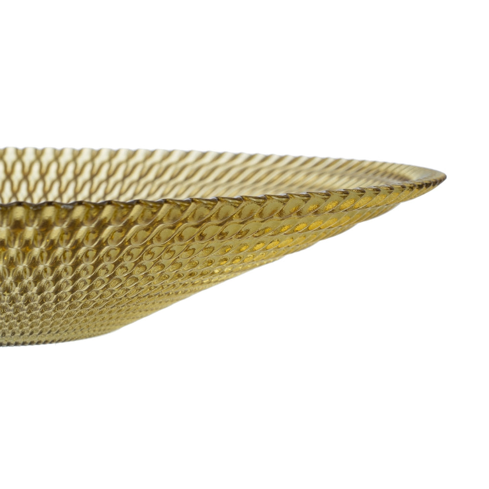YELLOW GLASS DECORATIVE CENTERPIECE 40 X 40 X 7 CM