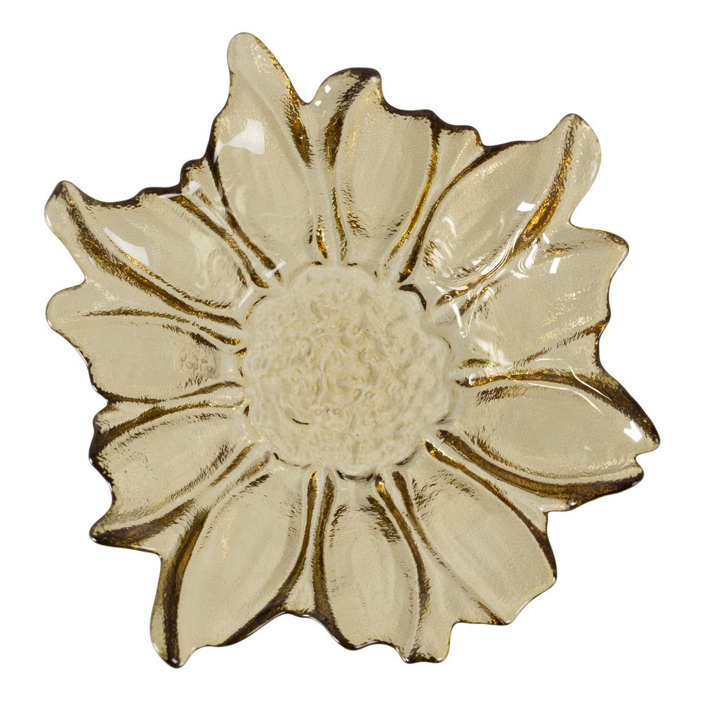 CENTRO MESA FLOR VERDE OLIVA CRISTAL 18 X 18 X 5,80 CM