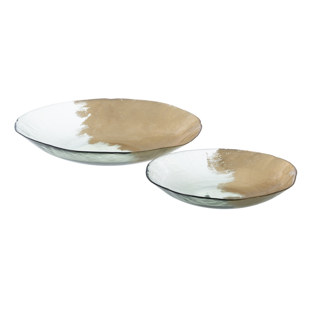GOLDEN GLASS CENTERPIECE DECORATION 29 X 29 X 5 CM