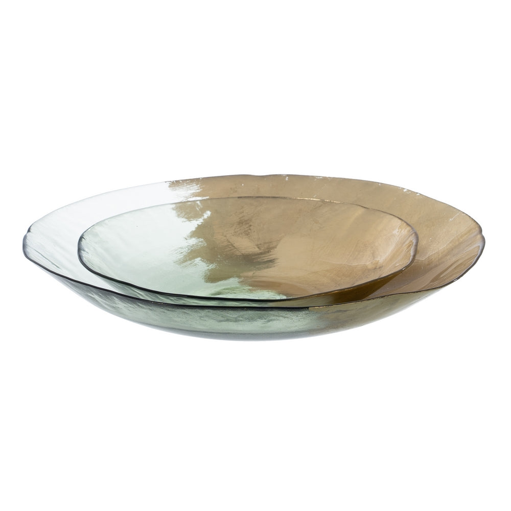 GOLDEN GLASS CENTERPIECE DECORATION 29 X 29 X 5 CM