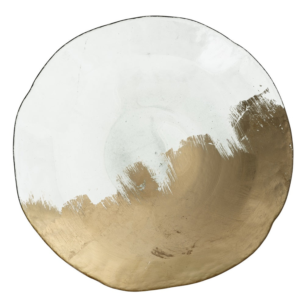 GOLDEN GLASS CENTERPIECE DECORATION 29 X 29 X 5 CM