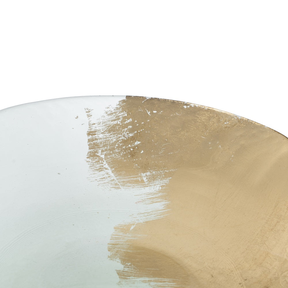 GOLDEN GLASS CENTERPIECE DECORATION 29 X 29 X 5 CM
