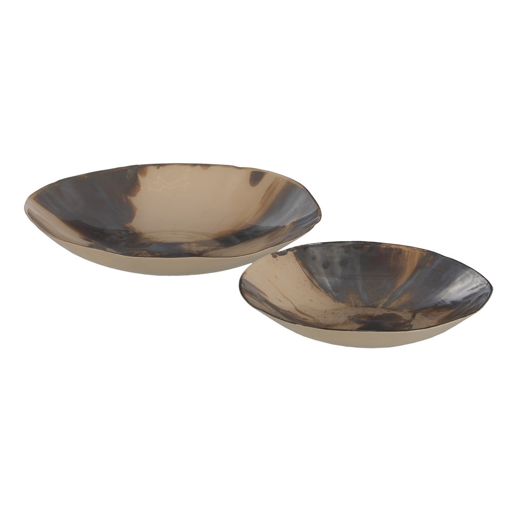 CREAM-BROWN GLASS CENTERPIECE 29 X 29 X 7 CM