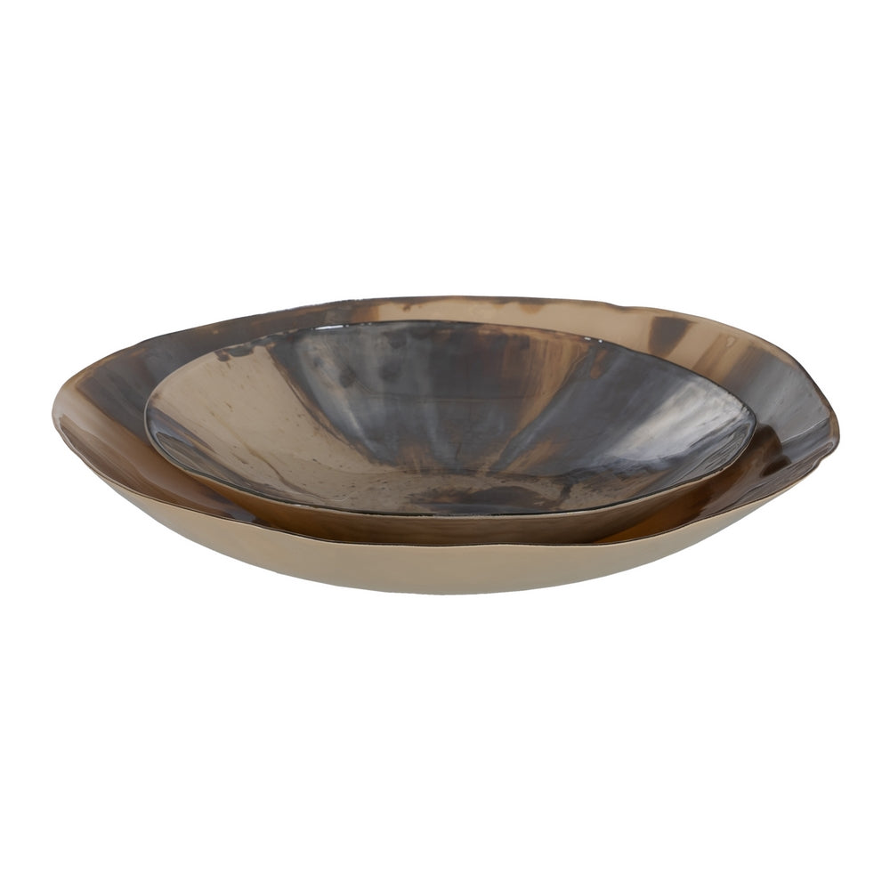 CREAM-BROWN GLASS CENTERPIECE 29 X 29 X 7 CM