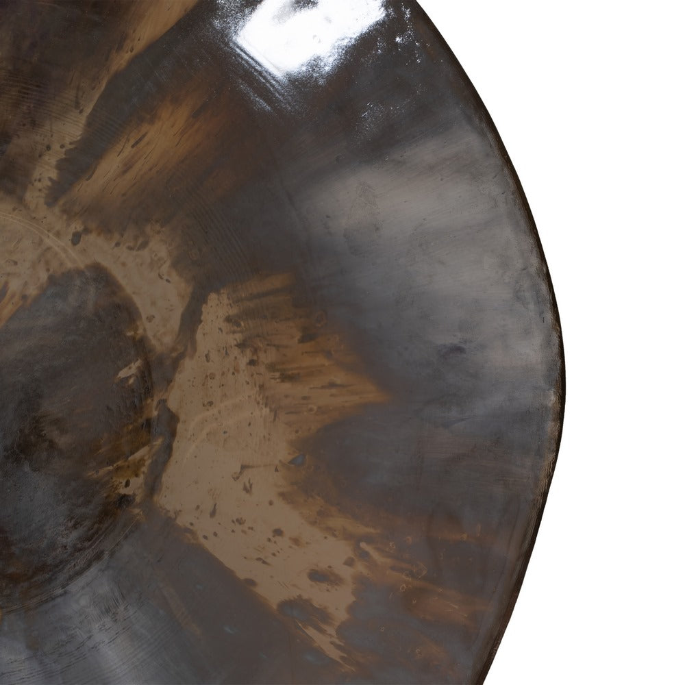 CREAM-BROWN GLASS CENTERPIECE 29 X 29 X 7 CM
