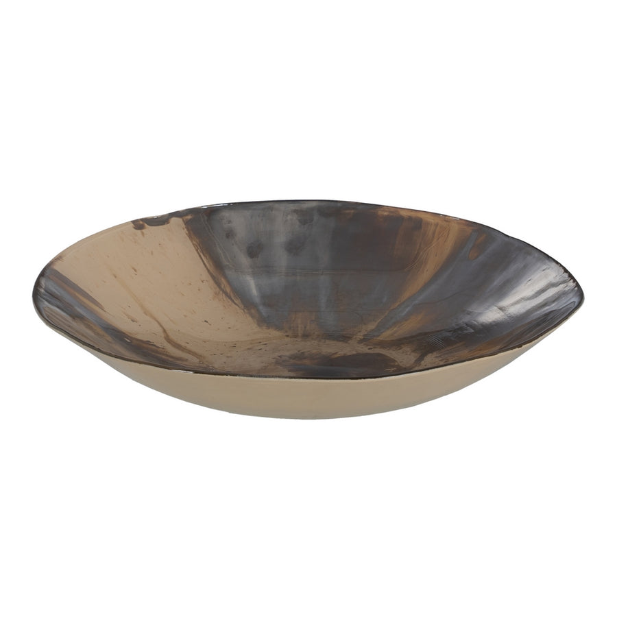 CENTRO MESA CREMA-MARRÓN CRISTAL 29 X 29 X 7 CM