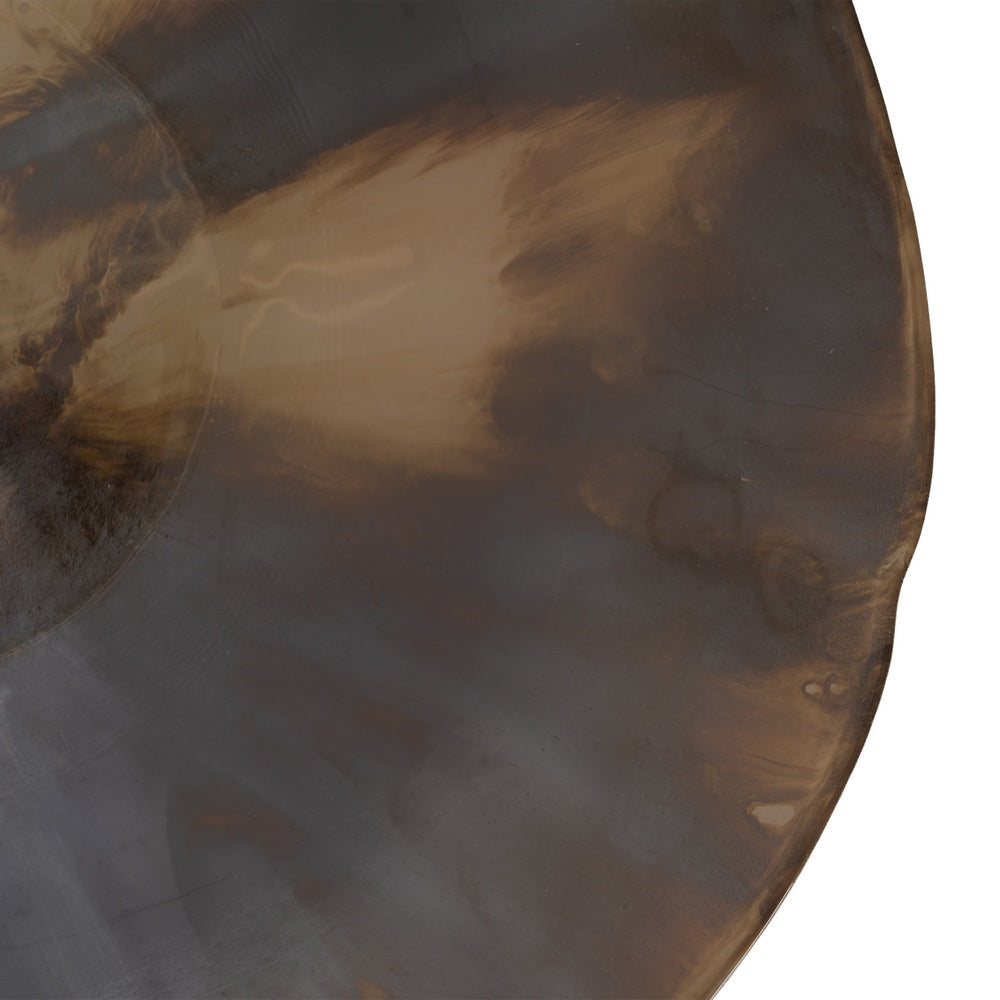 CREAM-BROWN GLASS CENTERPIECE 40 X 40 X 9 CM
