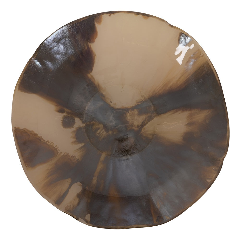 CREAM-BROWN GLASS CENTERPIECE 40 X 40 X 9 CM