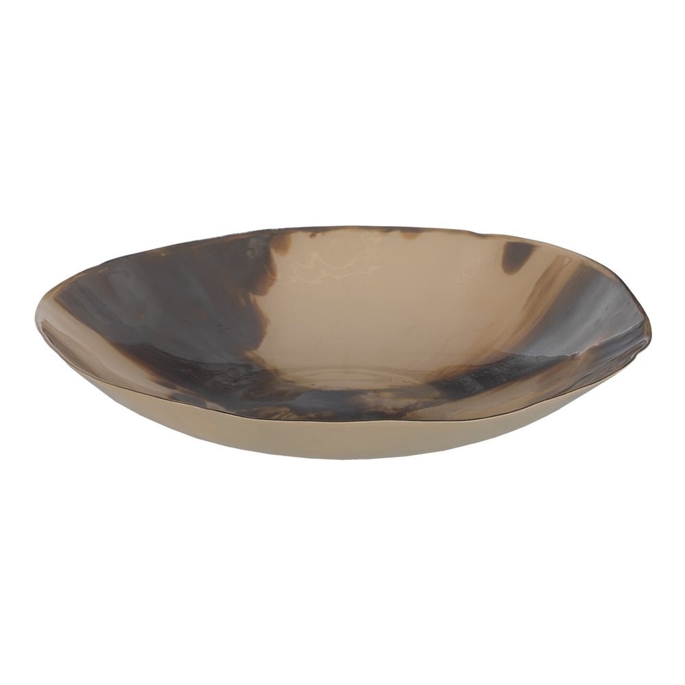 CENTRO MESA CREMA-MARR�N CRISTAL 40 X 40 X 9 CM