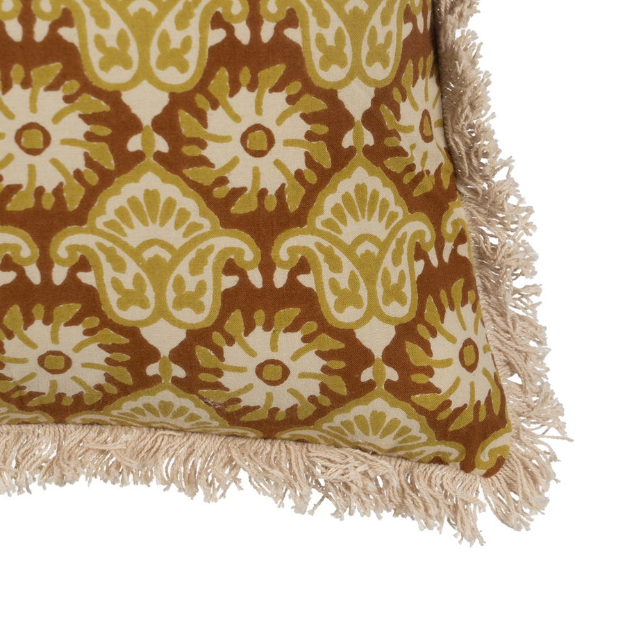 COJÍN BEIGE-MARRÓN 100% ALGODÓN 50 X 30 CM