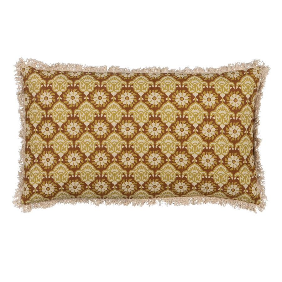 COJÍN BEIGE-MARRÓN 100% ALGODÓN 50 X 30 CM