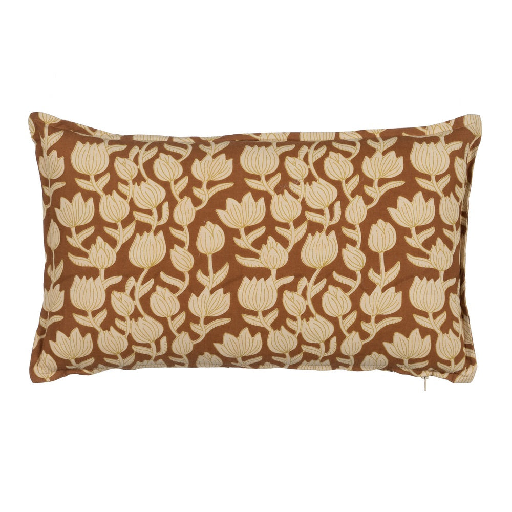 BEIGE-BROWN CUSHION 100% COTTON 50 X 30 CM