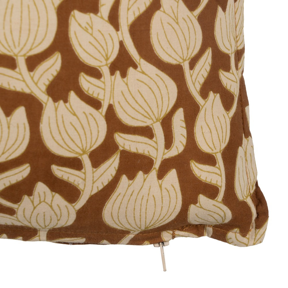 BEIGE-BROWN CUSHION 100% COTTON 60 X 40 CM