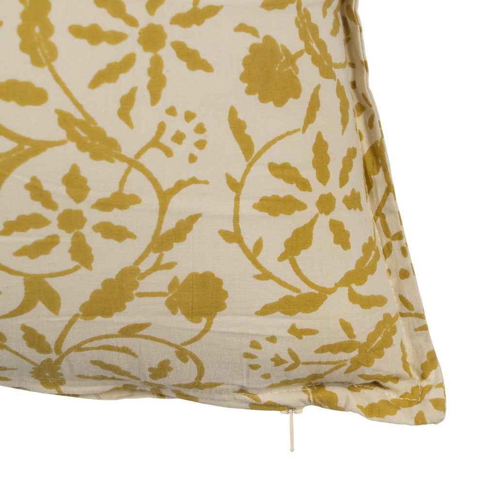 BEIGE-MUSTARD CUSHION 100% COTTON 50 X 30 CM